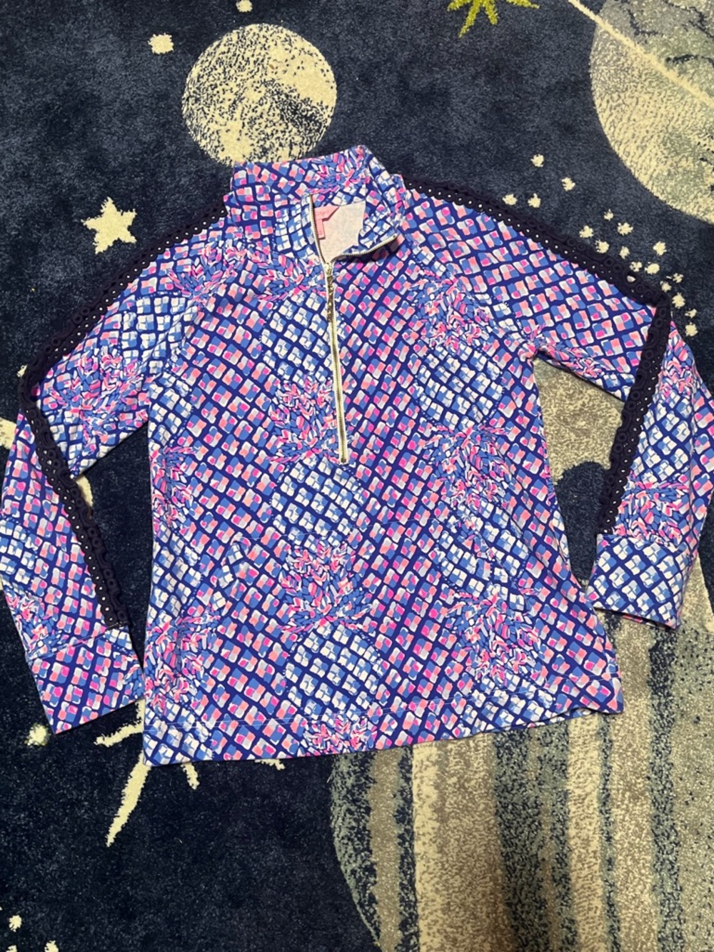 Lilly Pulitzer Pink, Blue & Purple Quarter-skipper Zip Pullover